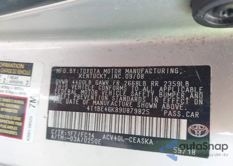 2009 Toyota Camry Se from USA, damaged, VIN 4T1BE46K89U879825